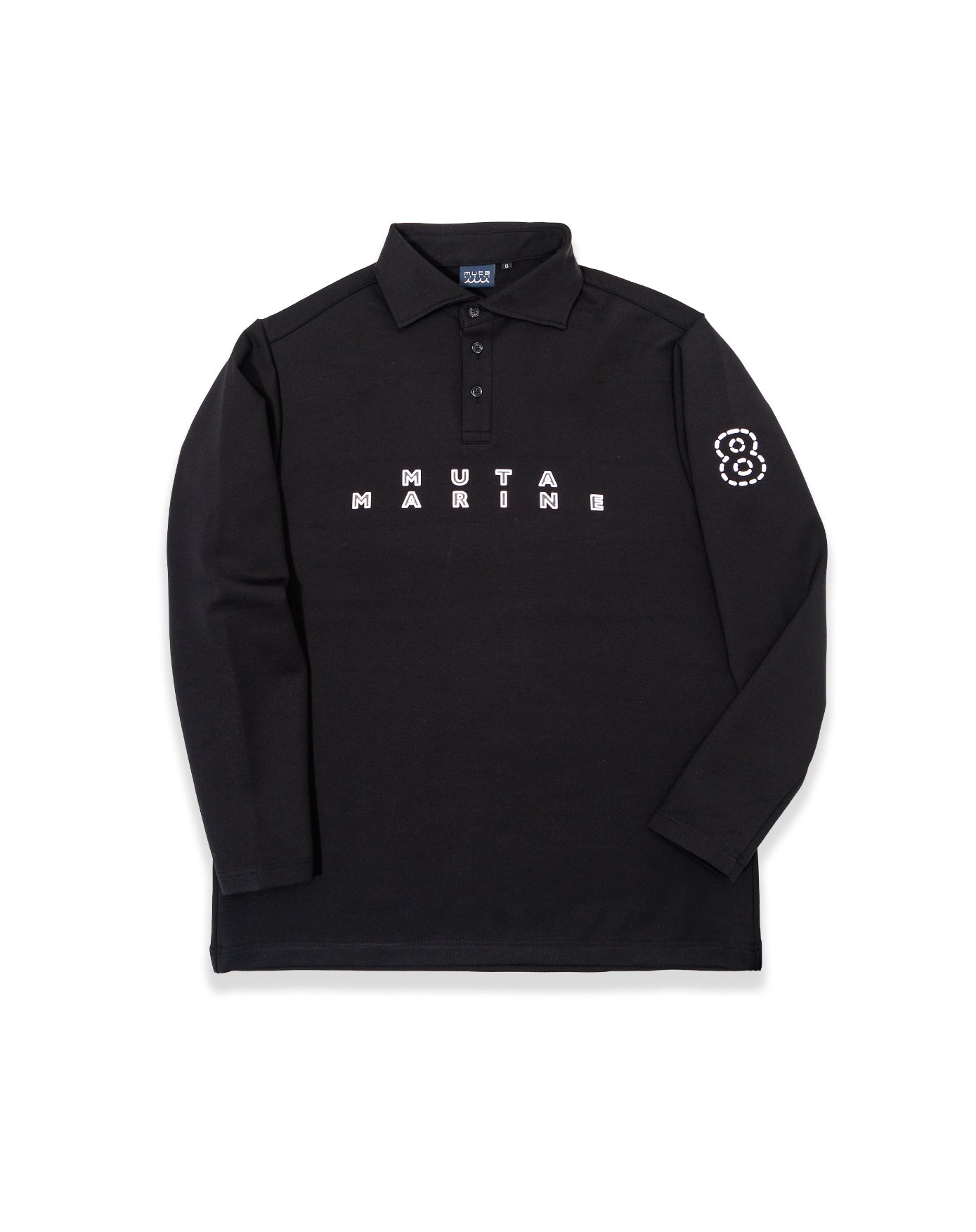 【完売品】ムータマリンゴルフ　ヘムリブポロシャツ長袖　黒 店舗限定：muta MARINE GOLF 新宿髙島屋 ］ヘムリブポロシャツ
