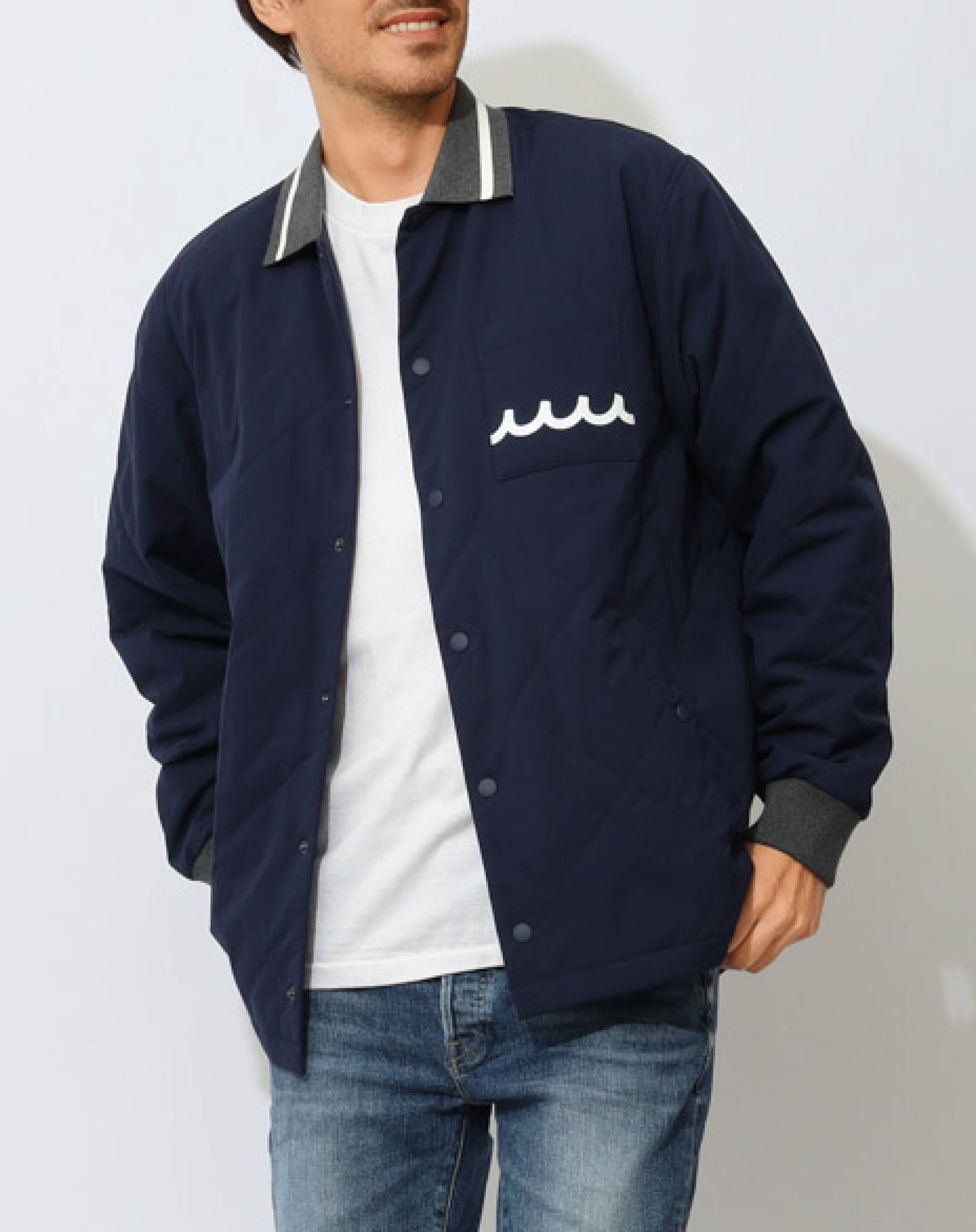 【コウイチ】MUTA MARINE ネイビー ジャケット WEB限定］Safari × muta MARINE キルティングコーチジャケット – muta