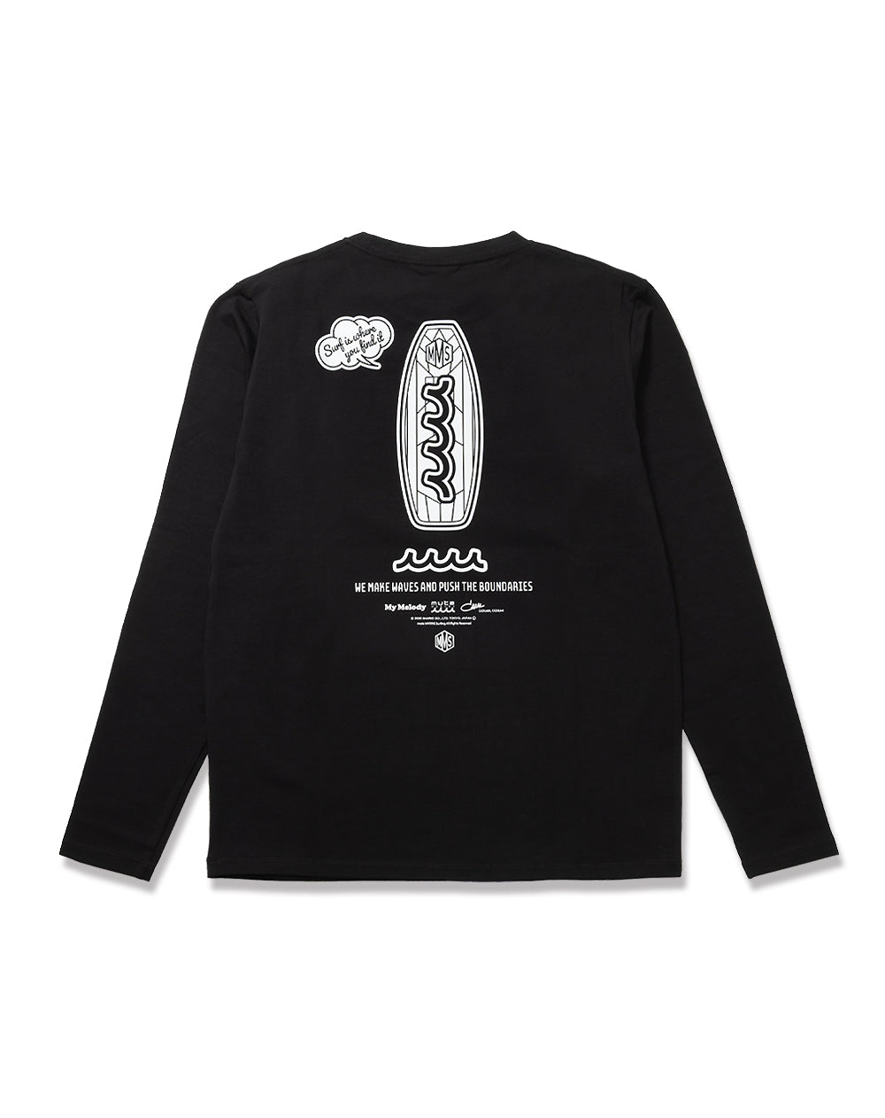muta MARINE ブラック長袖カットソー M My Melody × muta MARINE SURFING ストレッチロングスリーブTシャツ