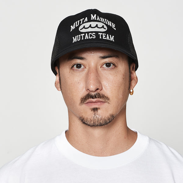 【美品】muta MARINE バケットハット ブラック 刺繍ロゴ 57〜59 EVENT /WEB限定］せとはる × muta MARINE GOLF ファーバケットハット