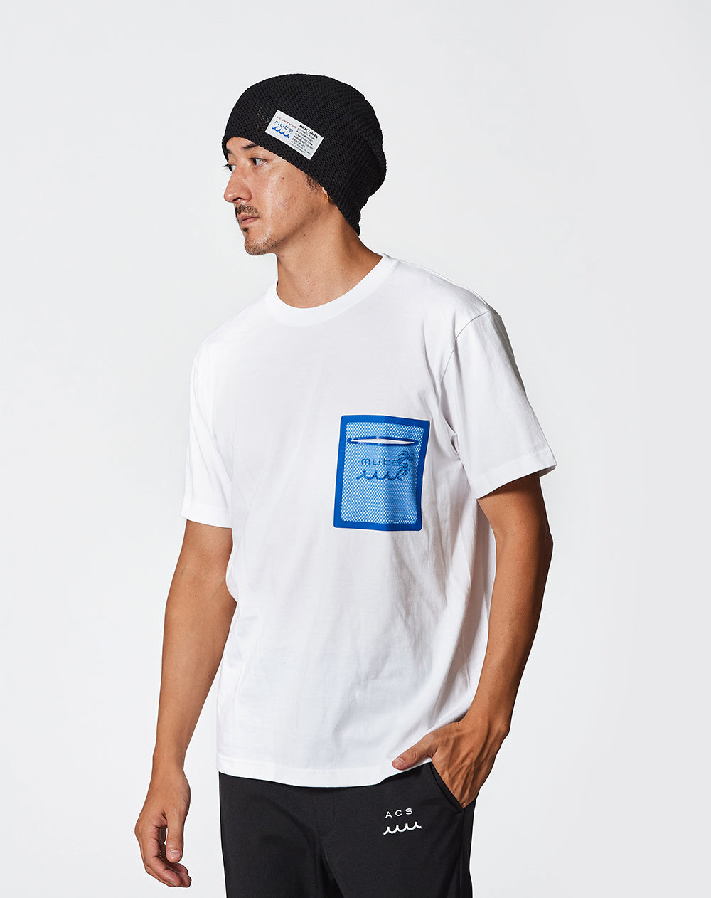 ACANTHUS × muta MARINE Mesh Trimming Pocket Tee [全3色