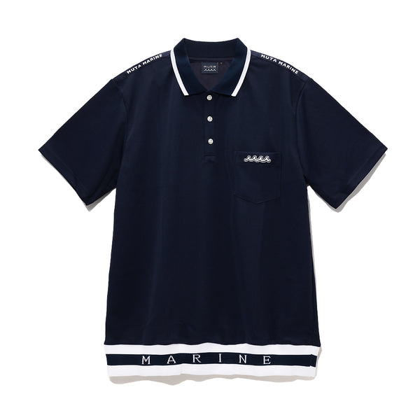 【美品・匿名配送】muta MARINE ヘムリブ　ポロシャツ　グリーン 美品・匿名配送】muta MARINE ヘムリブ ポロシャツ グリーン