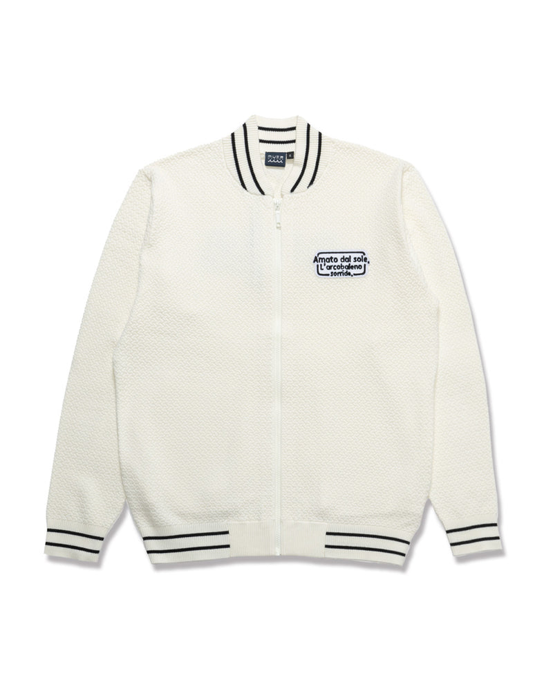 PEARLY GATES 異素材　リブ　ニット　アウター　ジャケットジップアップ クロスケーブル ジップアップニット [全3色] – muta Online Store