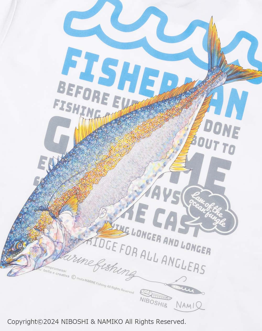 NAMIKO (NIBOSHI&) × muta MARINE Fishing Tシャツ (ヒラマサ