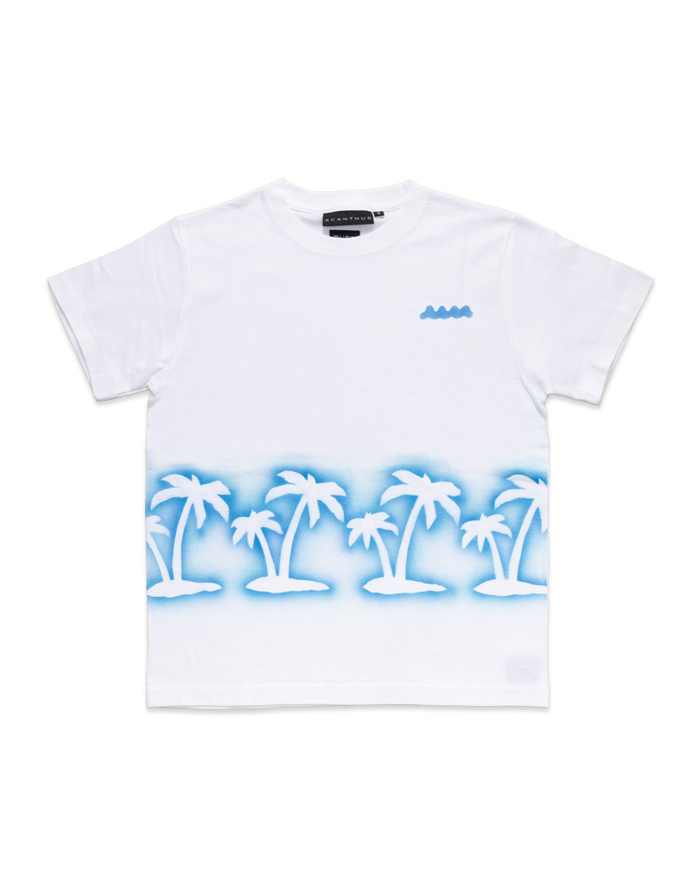 【muta MARINE】x ACANTHUS ステンシル Tシャツ すぐ届く muta MARINE × ACANTHUS レインボー ステンシルロゴ Tシャツ
