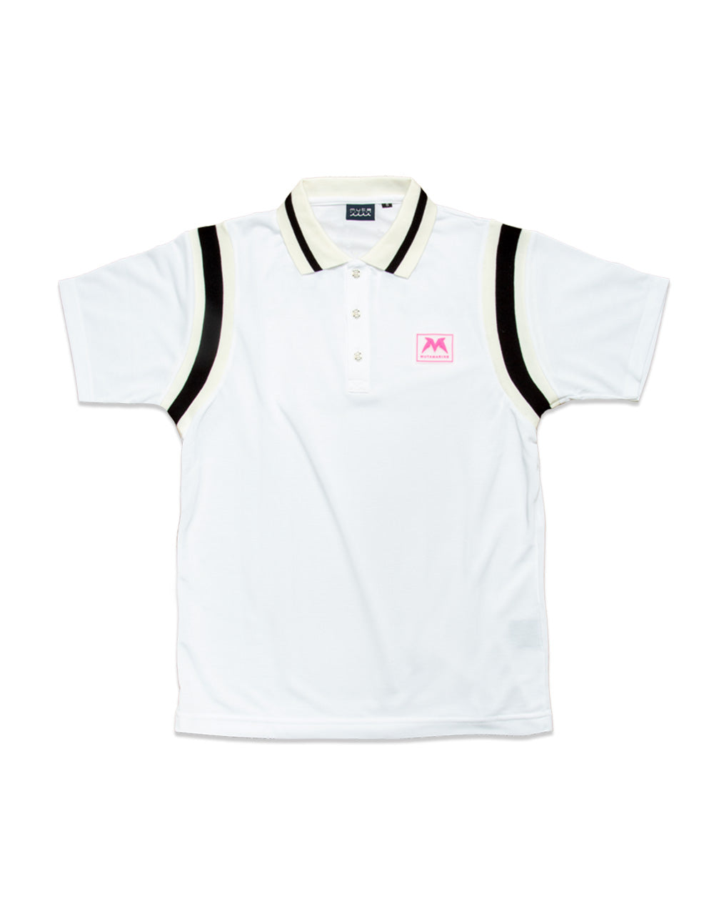 MUTA ホワイト ポロシャツ ストライプ袖 ムービングリブ ポロシャツ [全3色] – muta Online Store